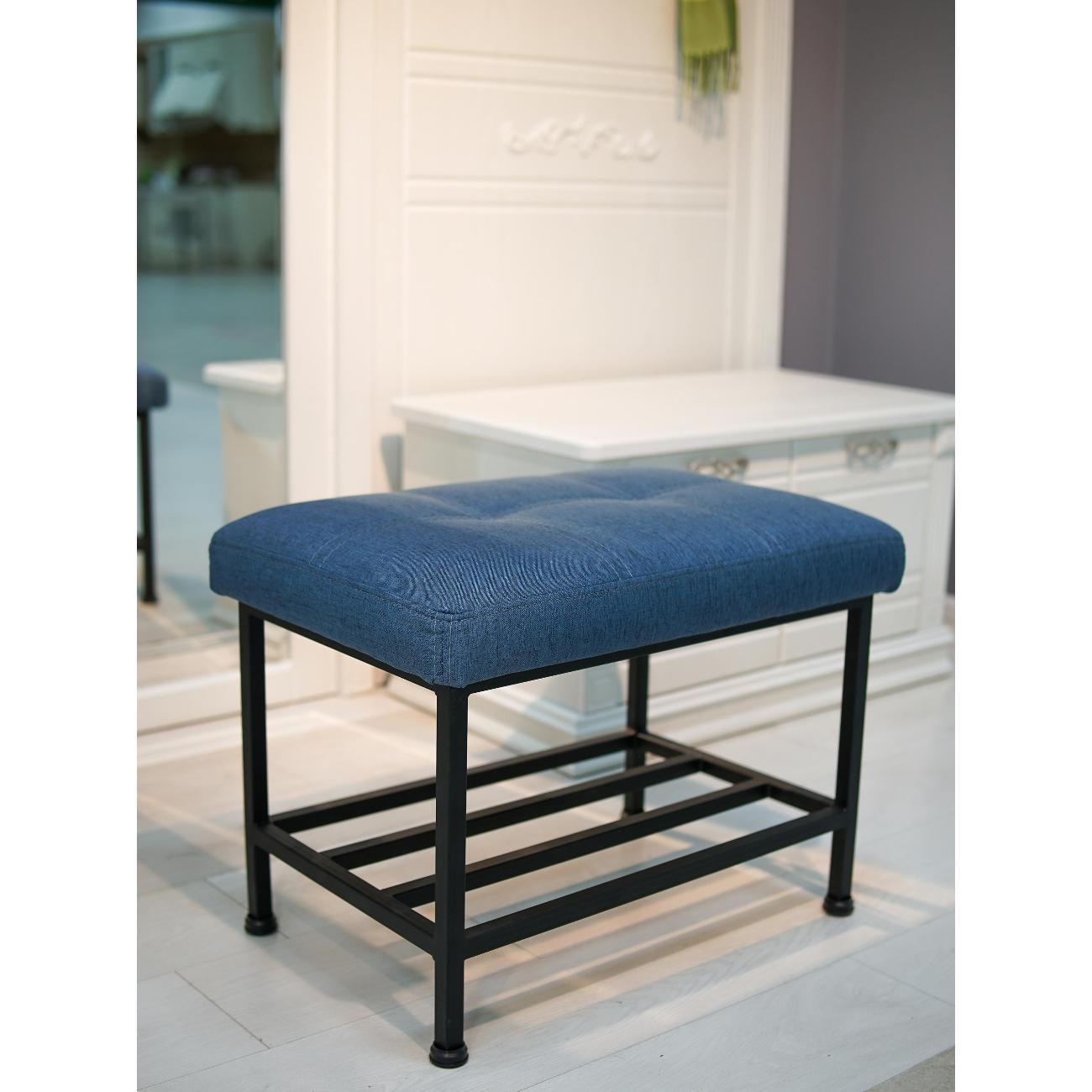 Банкетка Frenesie в прихожую с сиденьем синяя, 60x40x45 см.