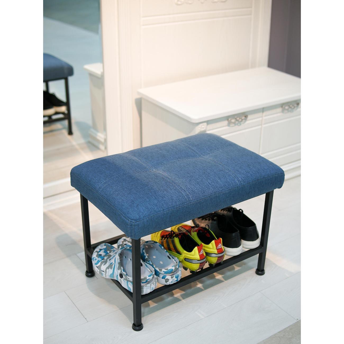 Банкетка Frenesie в прихожую с сиденьем синяя, 60x40x45 см.