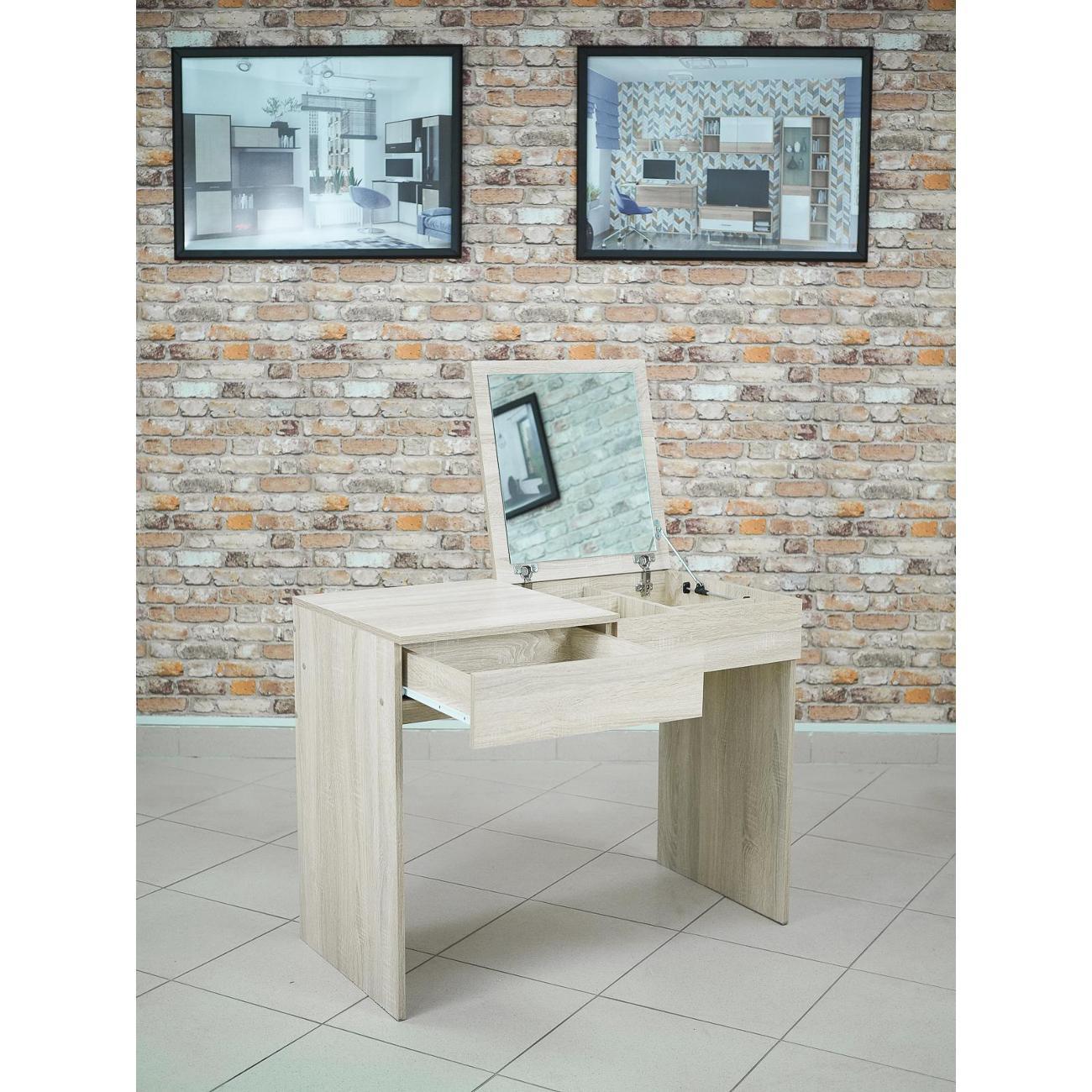 Столик туалетный Frenesie с зеркалом, ЛДСП, цвет дуб сонома, 78x100x53 см