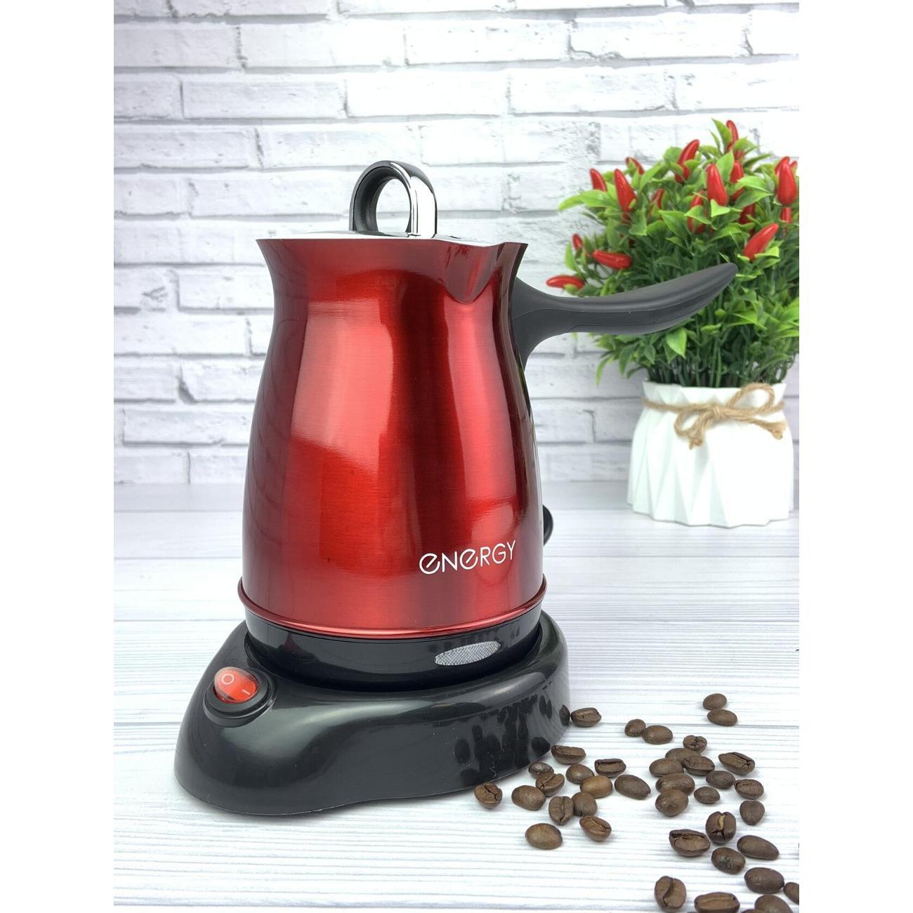 Турка электрическая Energy металлическая с крышкой 500 мл EN-296, красный