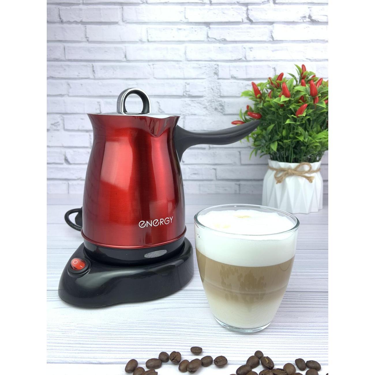Турка электрическая Energy металлическая с крышкой 500 мл EN-296, красный