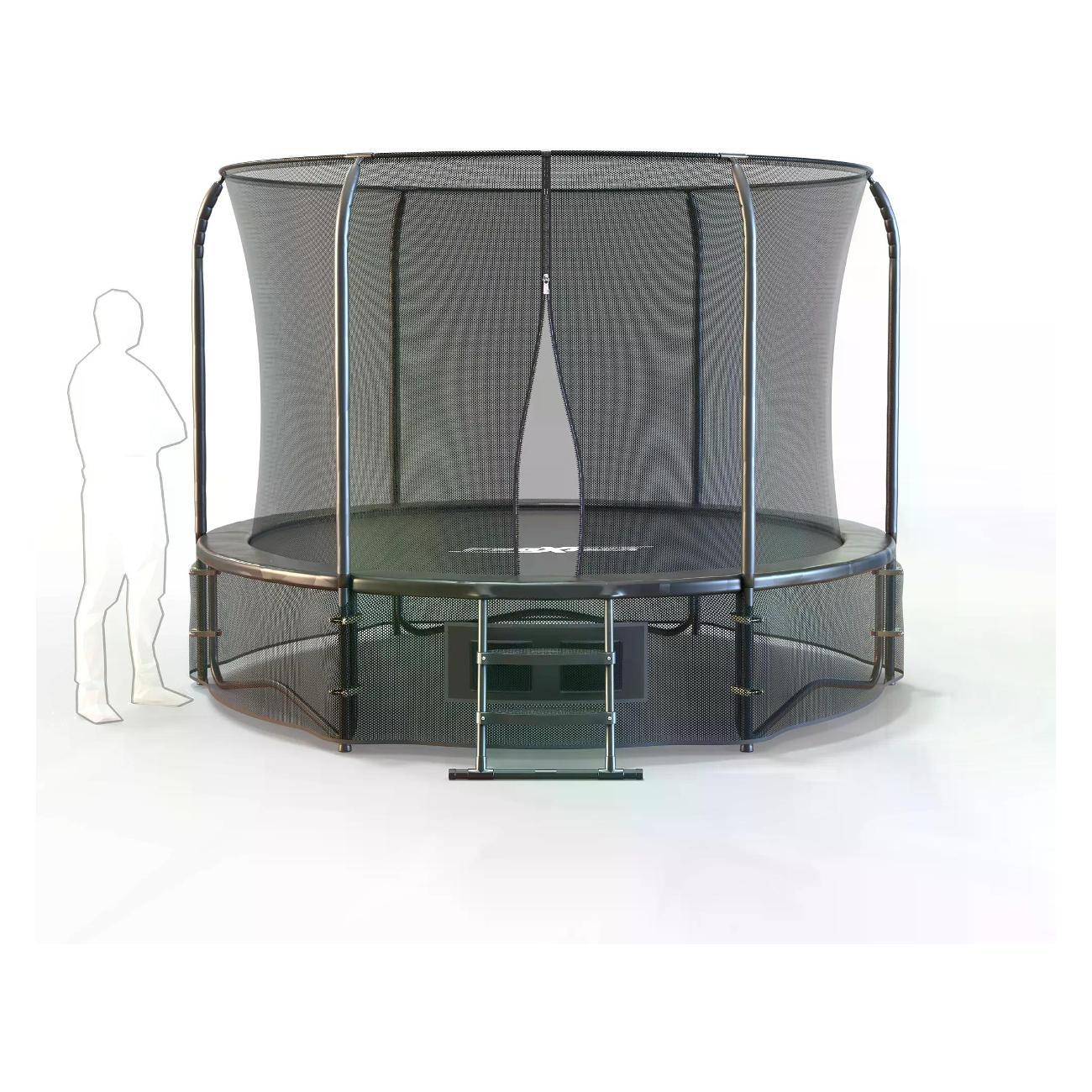 Батут Proxima Premium Dual 8 футов черный с зеленым