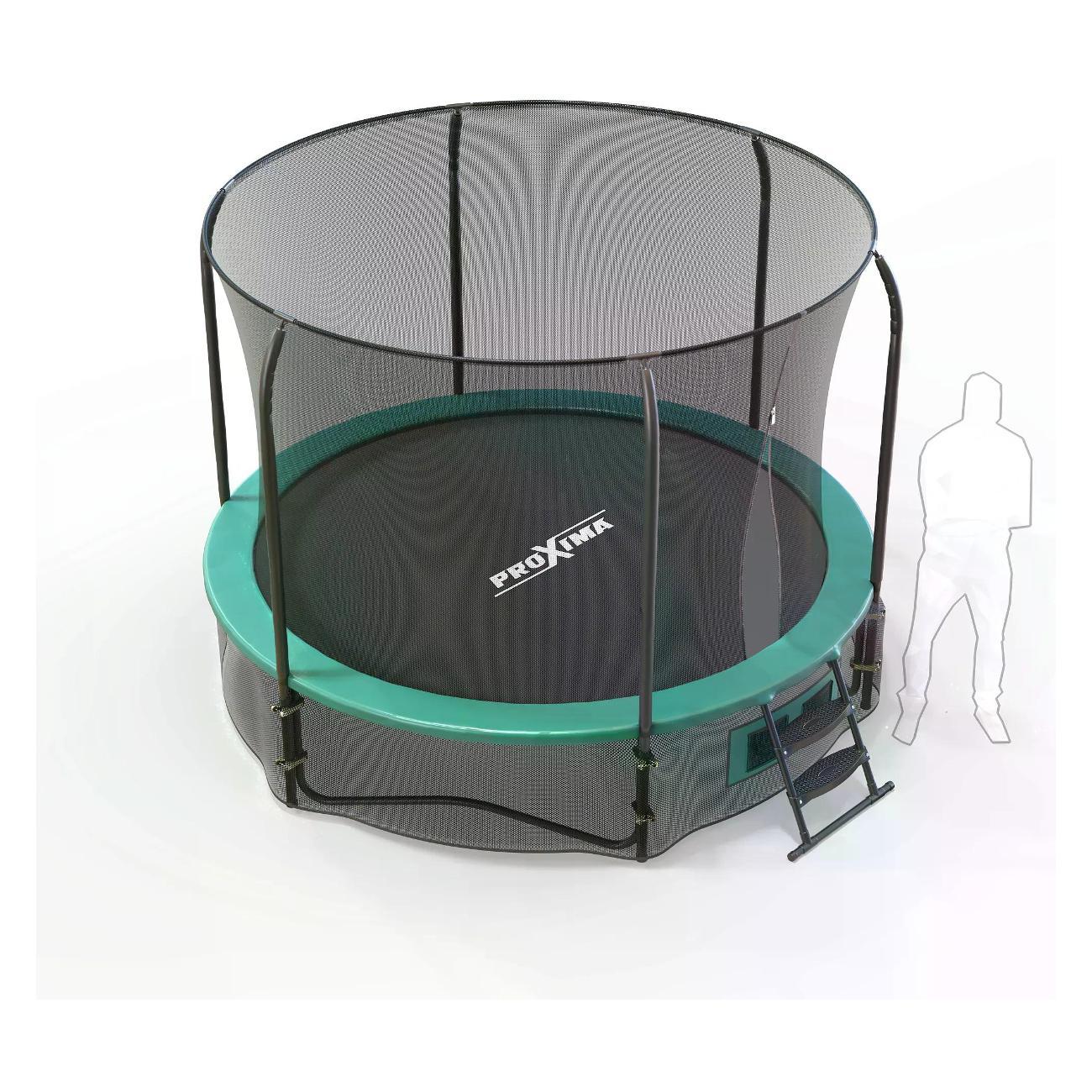 Батут Proxima Premium Dual 8 футов черный с зеленым