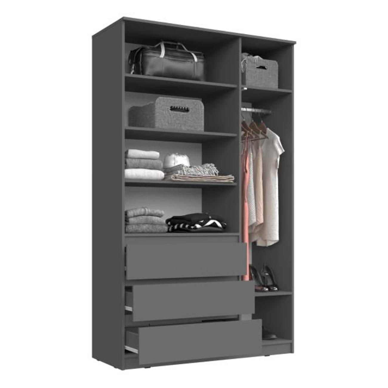 Шкаф распашной МИФ Мебель 3-х дверный 1200 с ящиками, Дуб сонома/Белый глянец