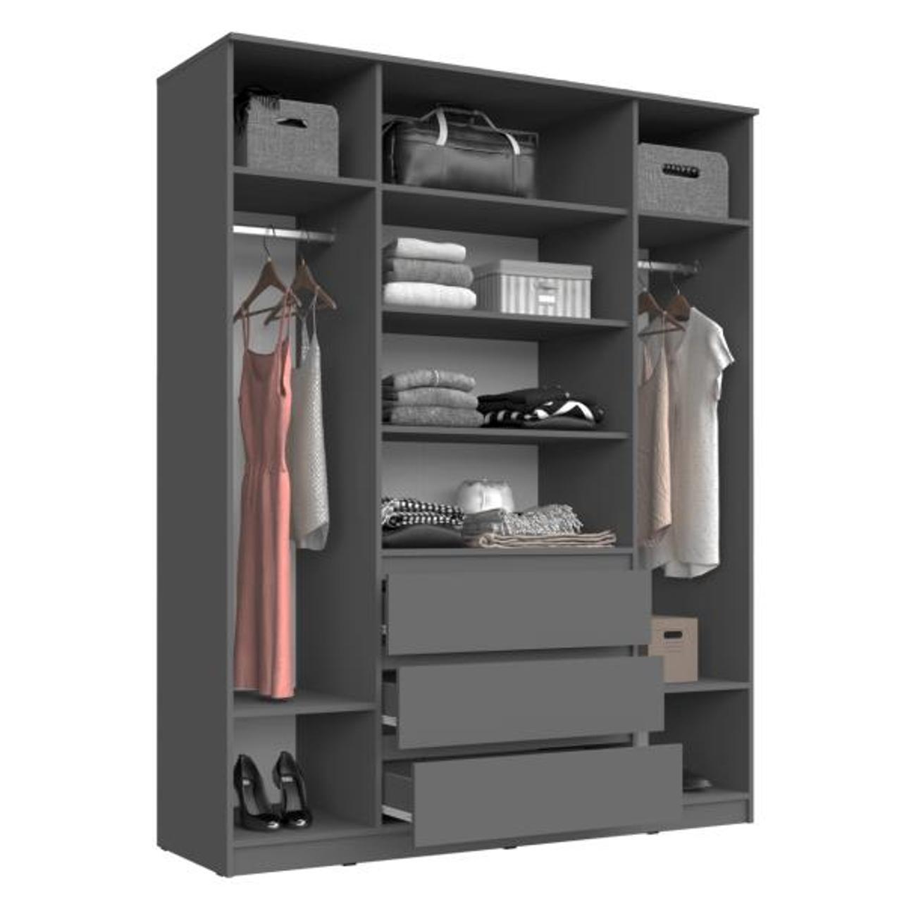 Шкаф распашной МИФ Мебель 4-х дверный 1600 с ящиками, Дуб сонома/Белый глянец