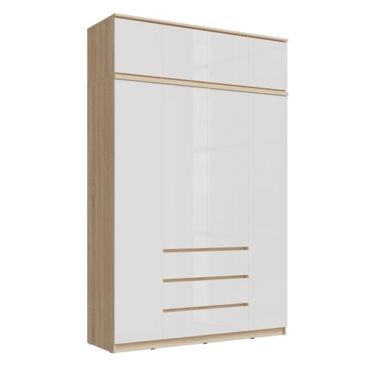 Шкаф распашной МИФ Мебель 1600 + антресоль 1600, в современном стиле, Белый глянец, Белый