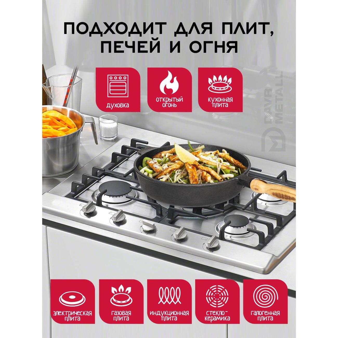 Сковорода Davr Metall 260х40 мм со съемной ручкой