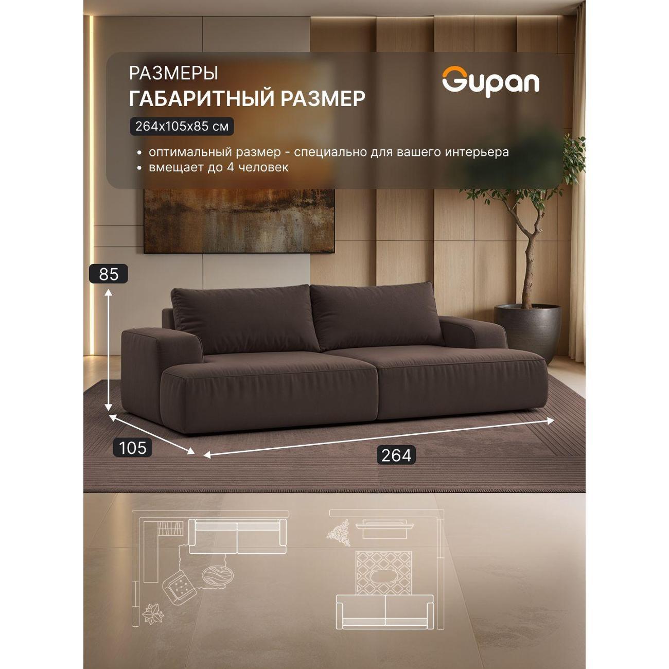 Диван Gupan Дофт Прямой серый