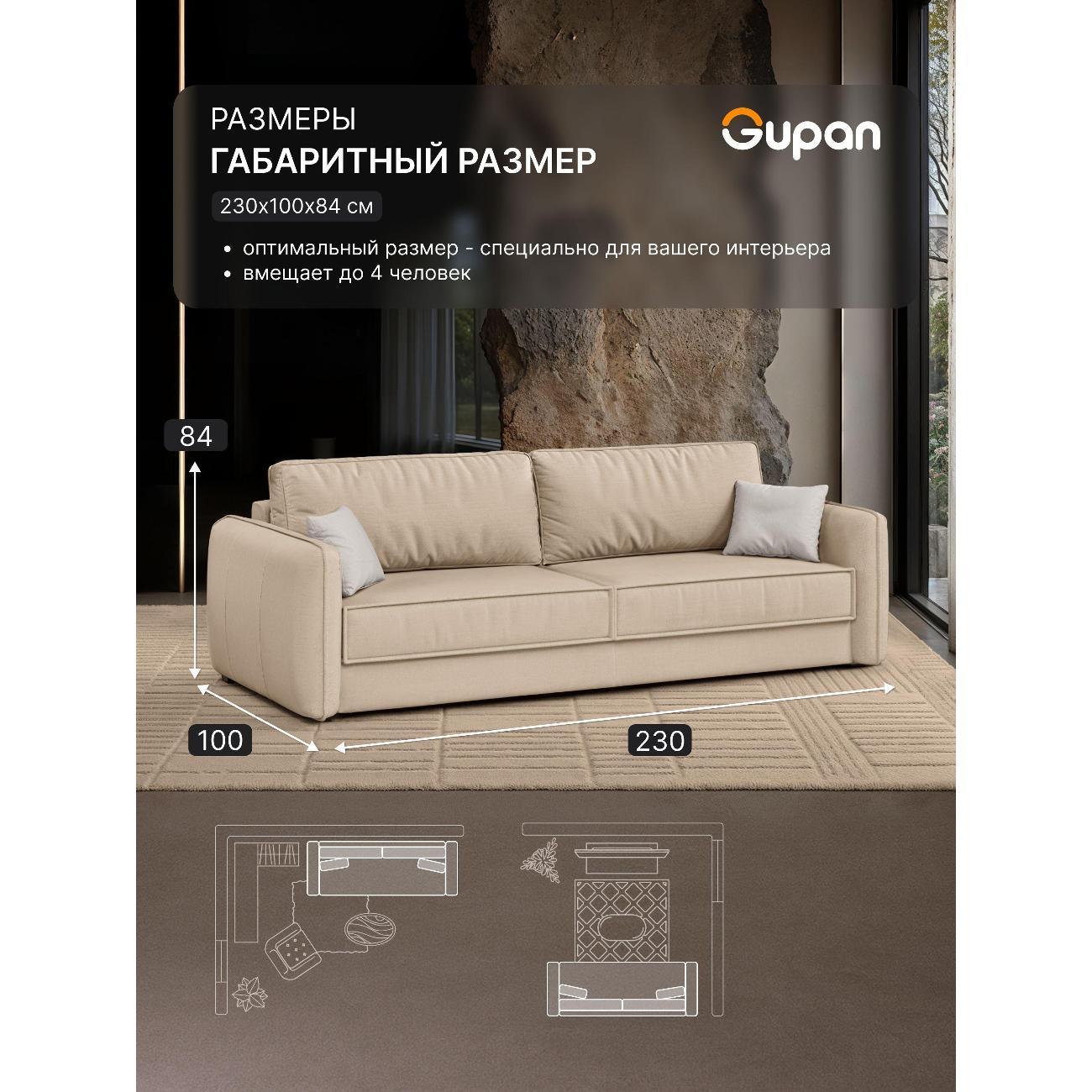 Диван Gupan Милуоки Прямой черно-серый