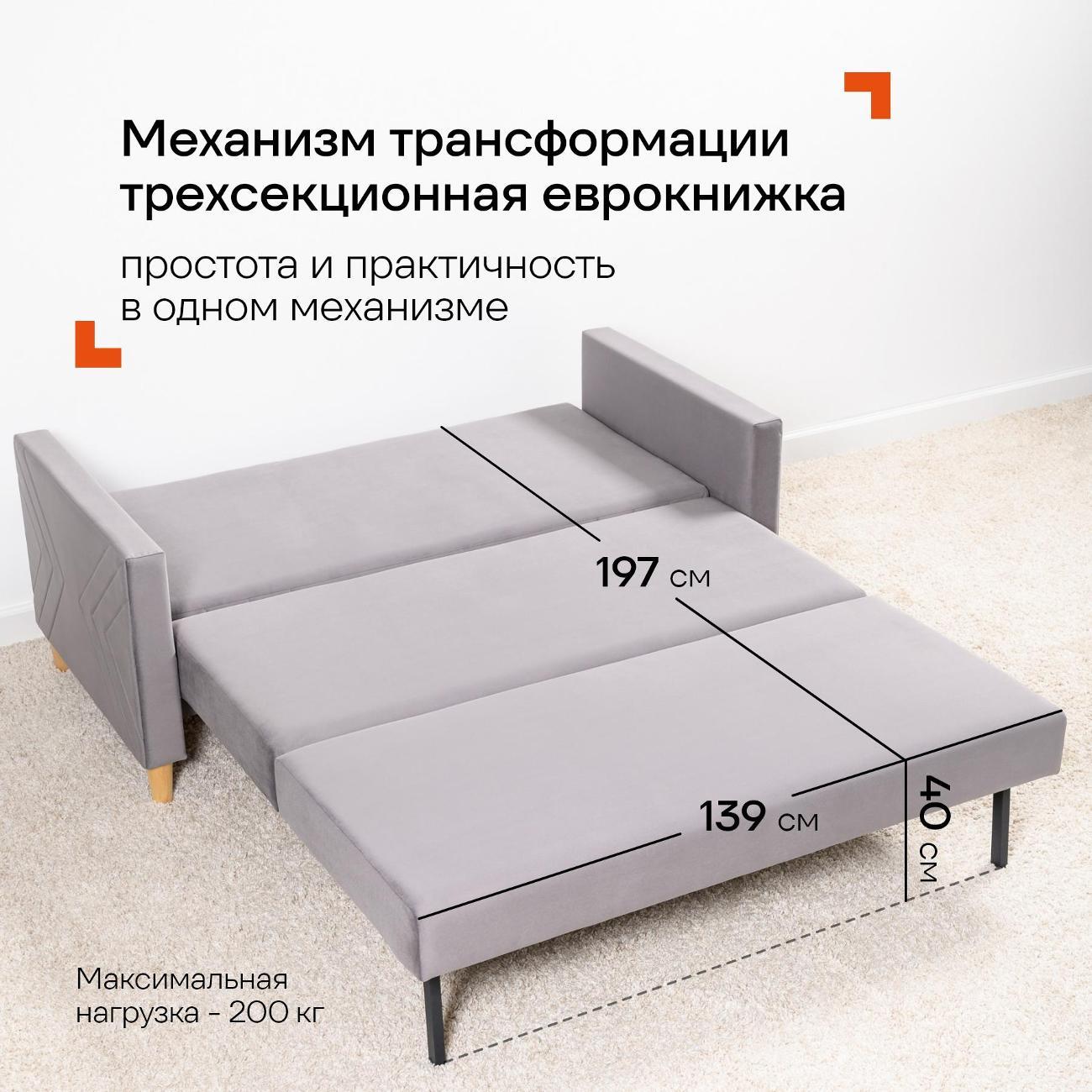 Диван Logium Эглас, Арт. ТД 808 Storm 519 (тёмно-серый)