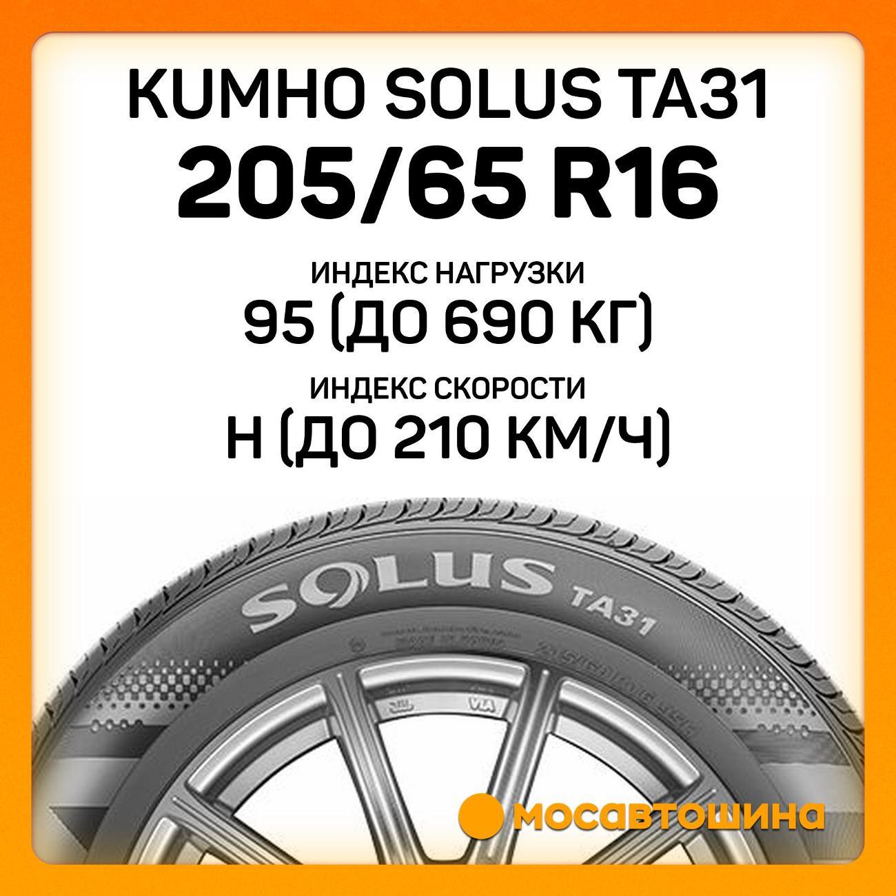 Шина автомобильная Kumho Solus TA31 205/65 R16 95H