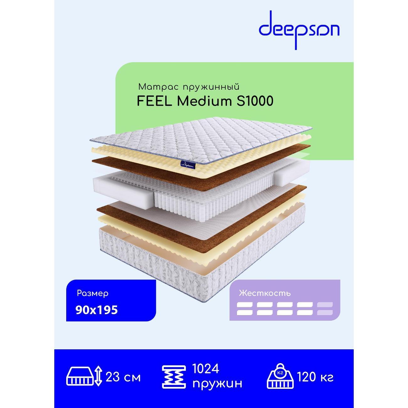 Матрас Deepson 90x195 FEEL Medium S1000 фото