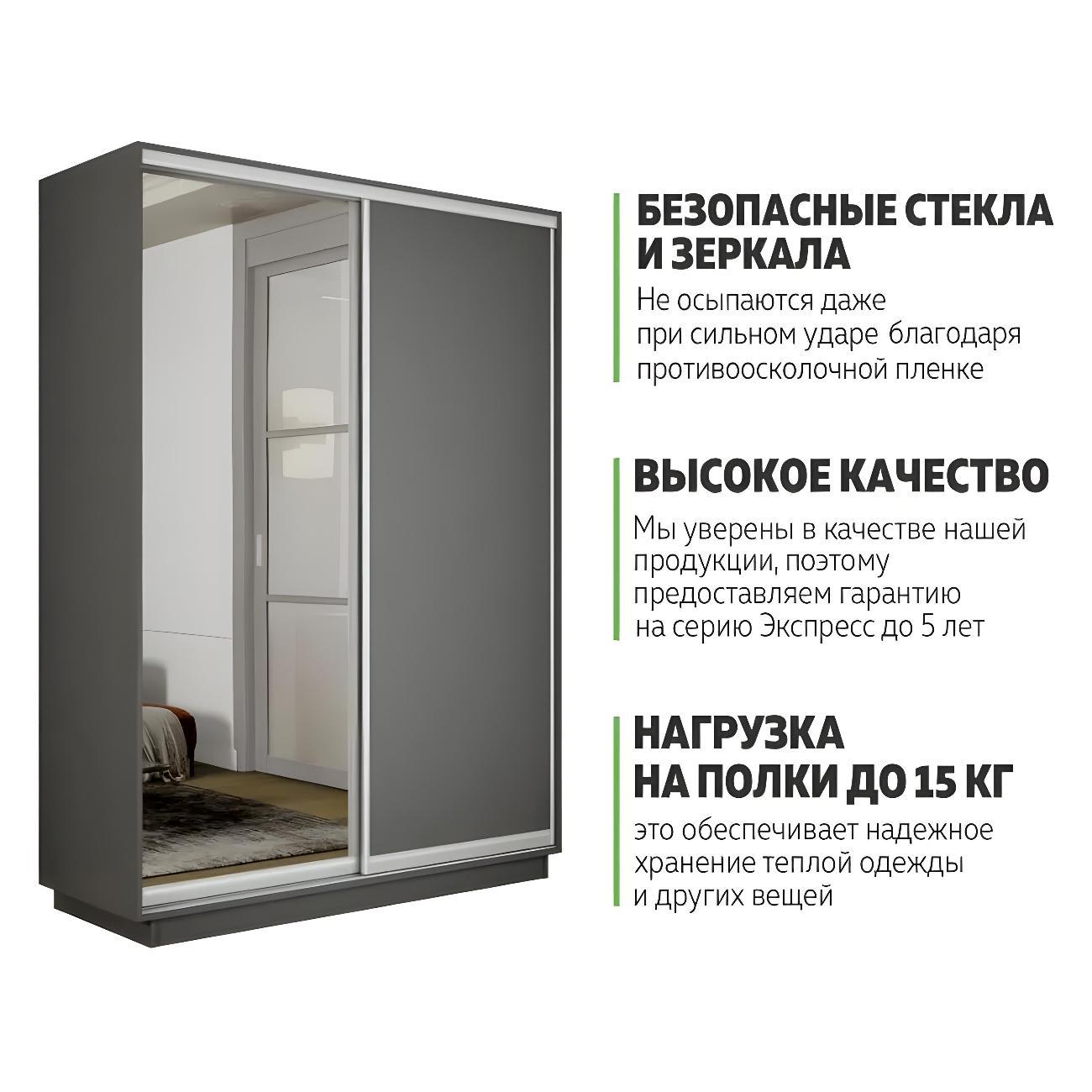 Шкаф-купе Е1 1,4 Экспресс 2-х дверный 140х220х45 ЛДСП/Зеркало