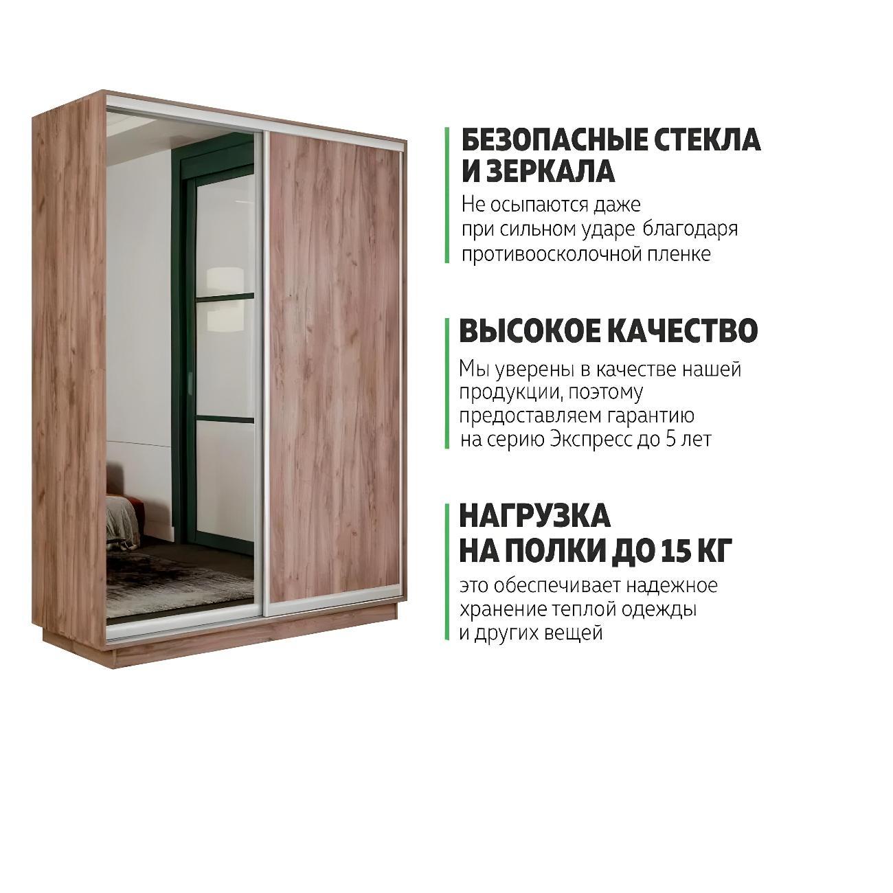 Шкаф-купе Е1 1,8 Экспресс 2-х дверный 180х220х60 ЛДСП/Зеркало