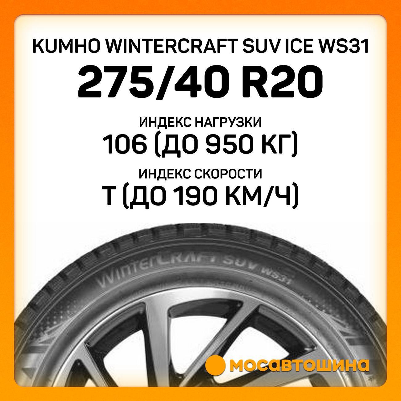 Шина автомобильная Kumho Wintercraft SUV Ice WS31 275/40 R20 106T XL