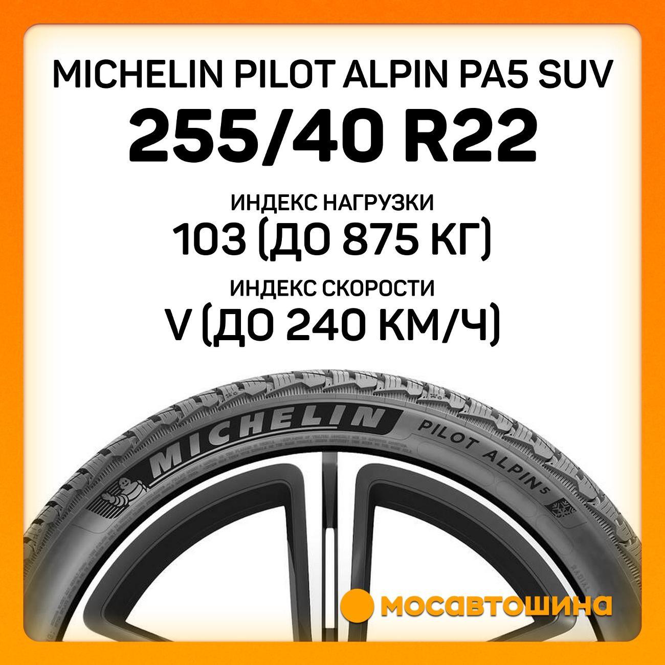 Шина автомобильная Michelin Pilot Alpin PA5 SUV 255/40 R22 103V XL