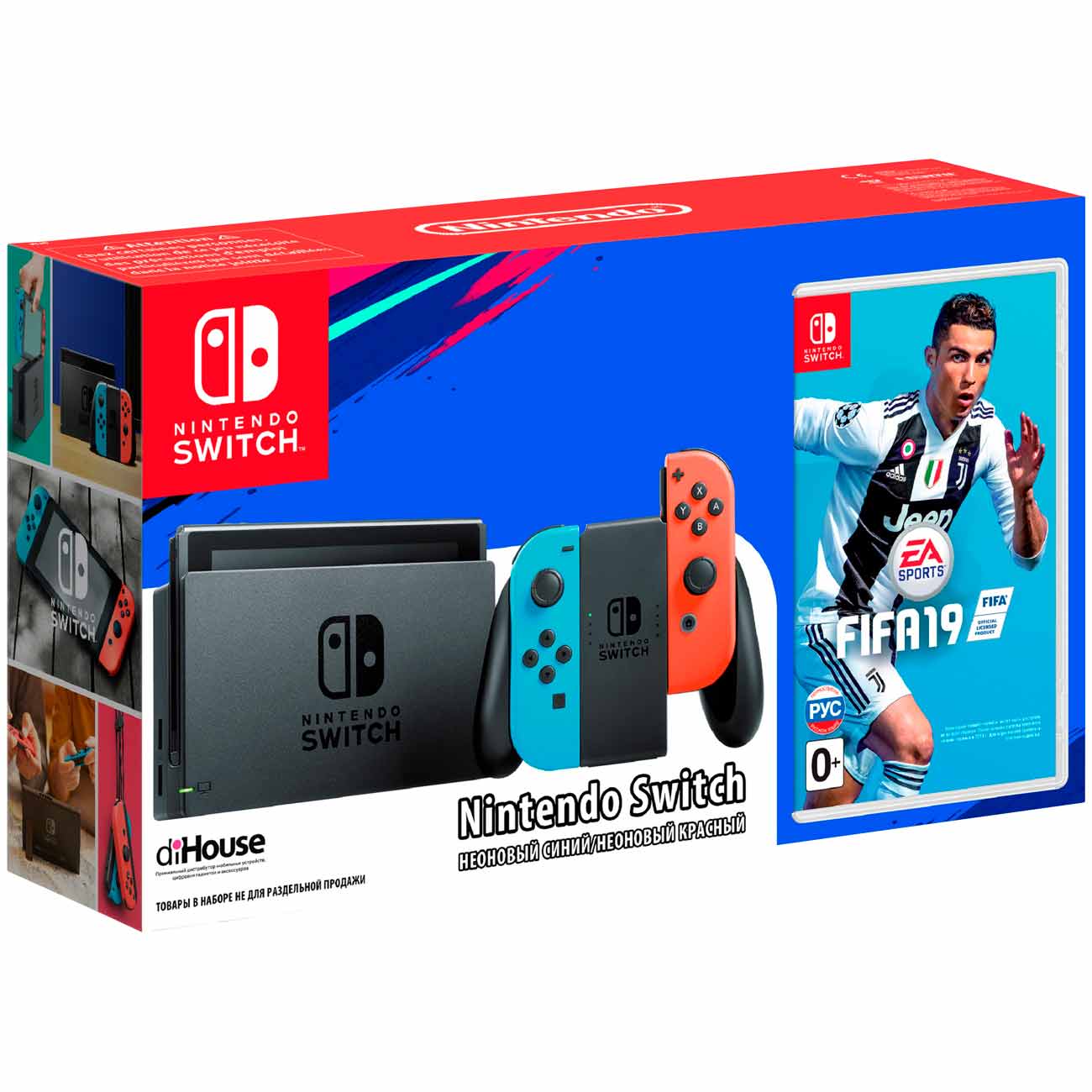 Игровая консоль Nintendo Switch Red Blue + FIFA 19 фото