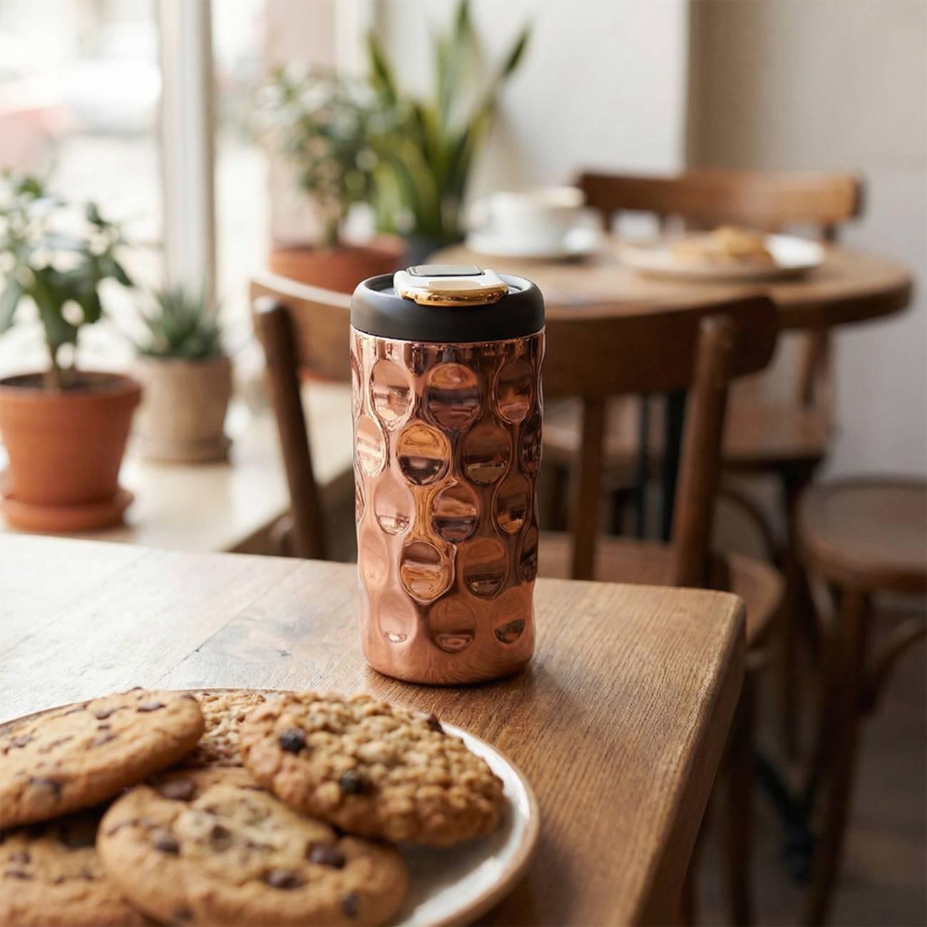 Термокружка FISSMAN 410 мл с термодатчиком медная