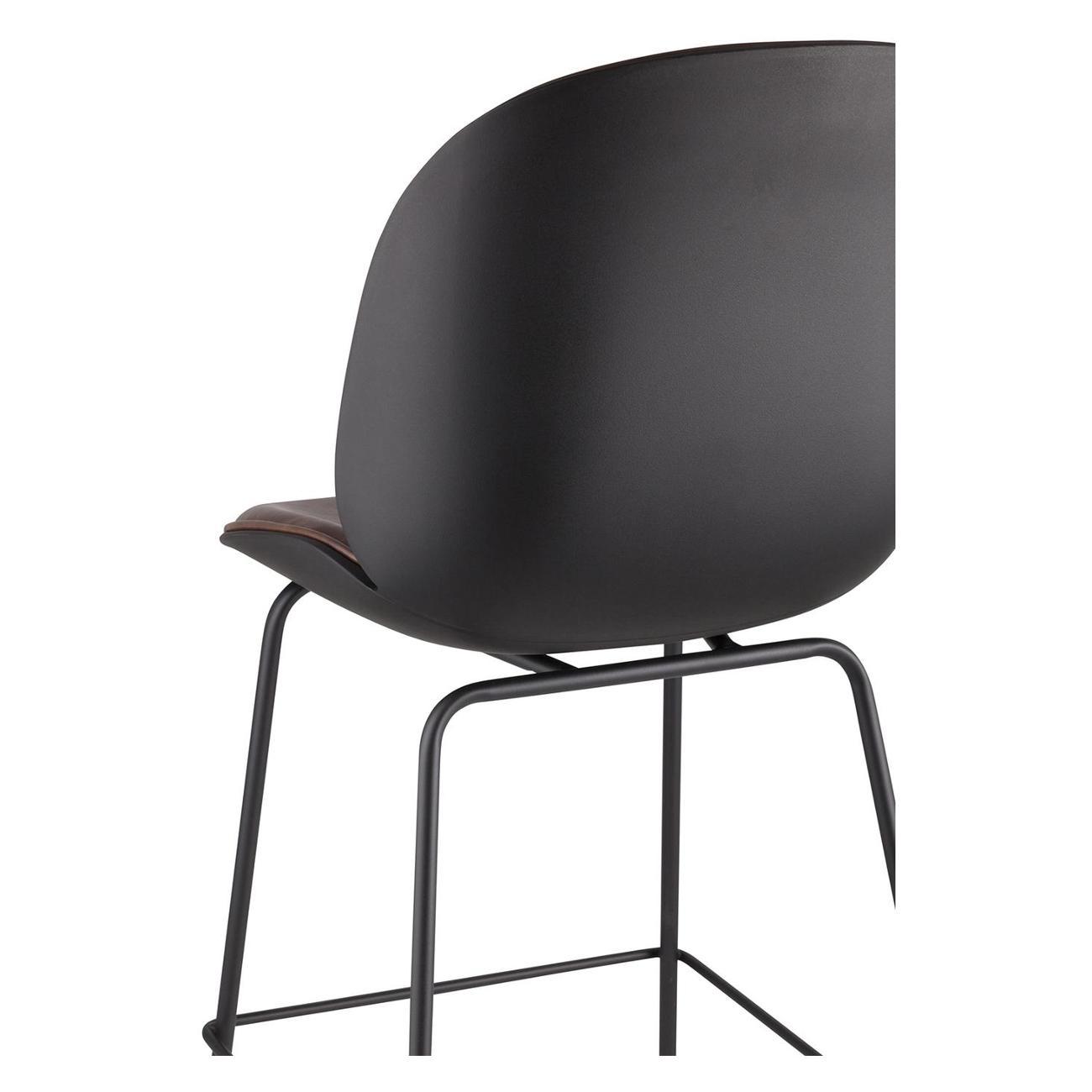 Стул обеденный Stool Group барный Турин со спинкой, коричневая экокожа, черн