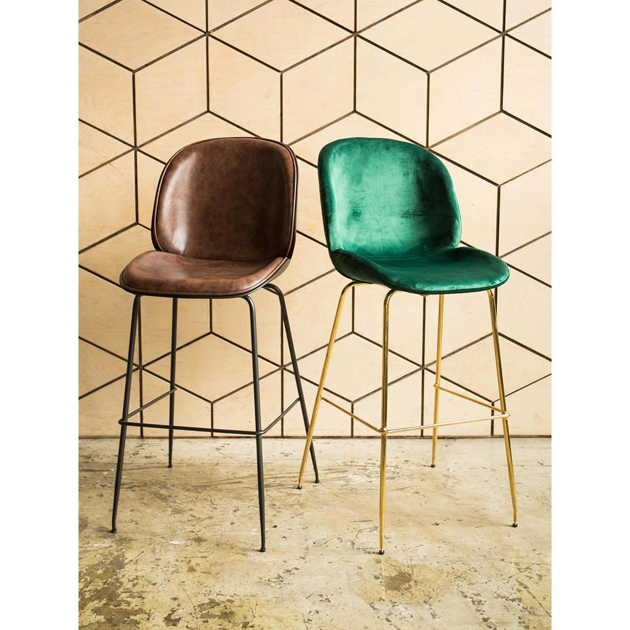 Стул обеденный Stool Group барный Турин со спинкой, коричневая экокожа, черн