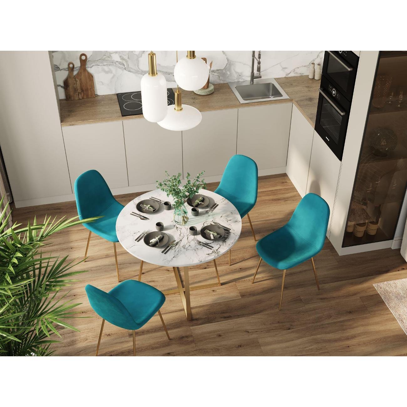 Стул обеденный Stool Group для кухни Валенсия SN, велюр зеленый, золотые нож