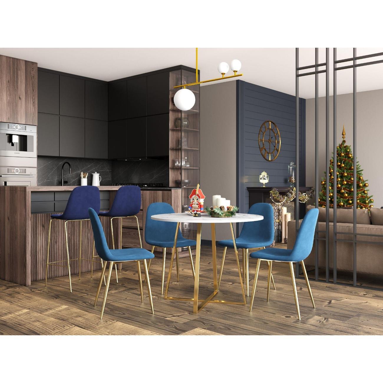 Стул обеденный Stool Group для кухни Валенсия SN, велюр зеленый, золотые нож