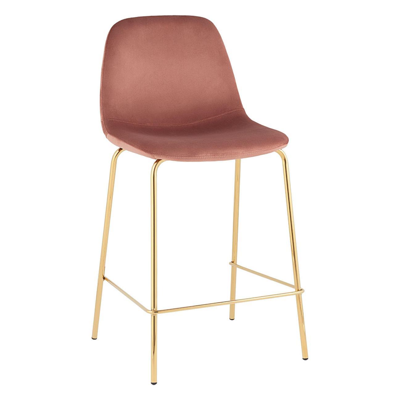 Стул обеденный Stool Group полубарный Валенсия SN велюр розовый, золотые нож