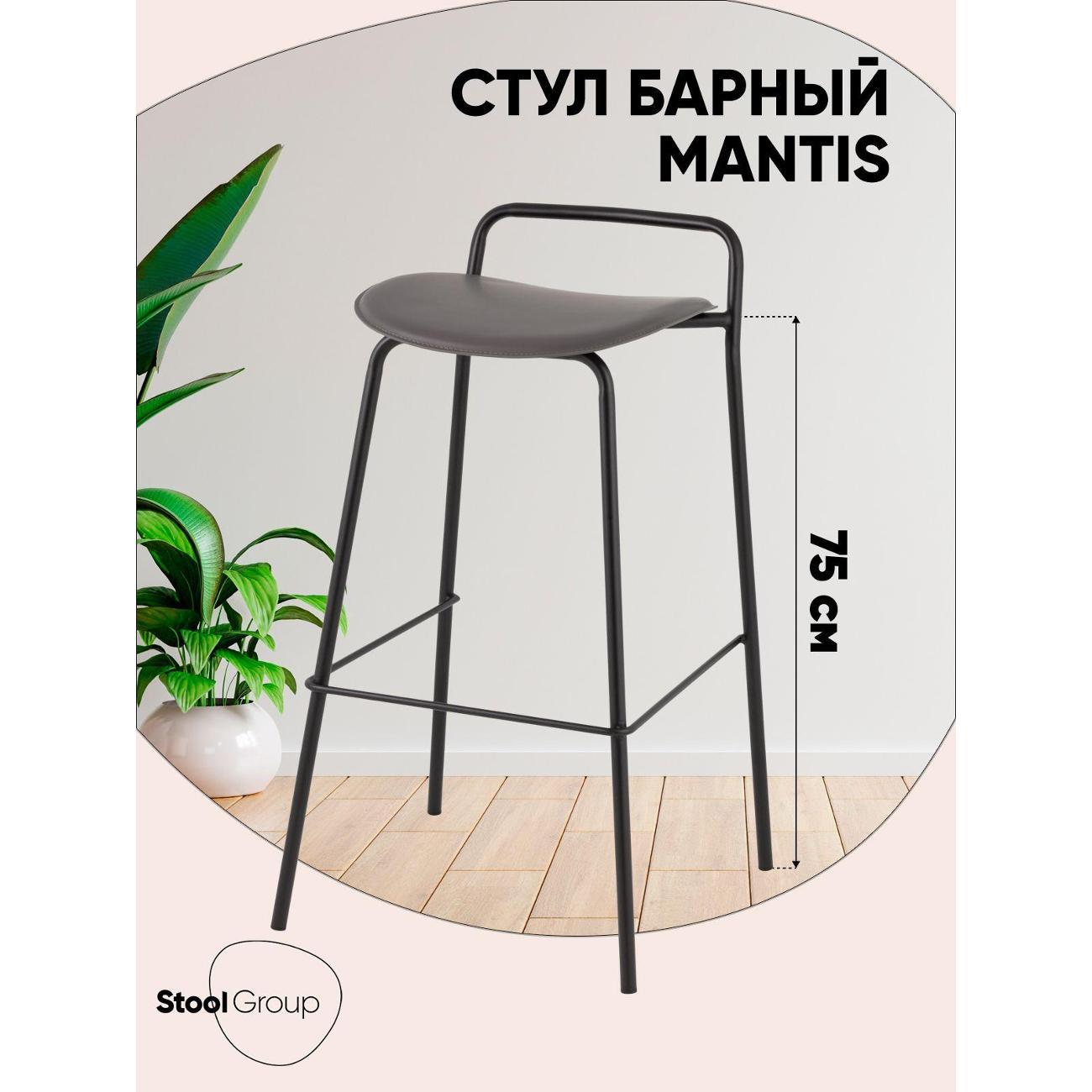 Стул обеденный Stool Group барный Mantis, экокожа, темно-серый фото
