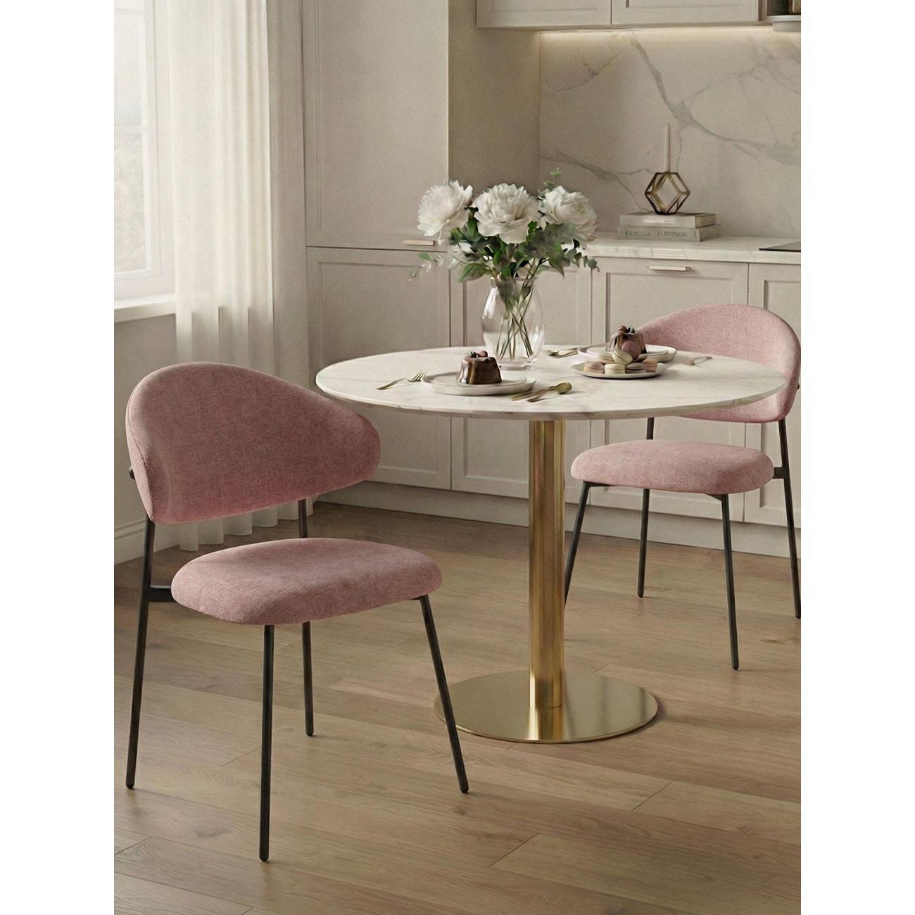 Стул обеденный Stool Group для кухни Evan шенилл пыльно-розовый (комплект 2