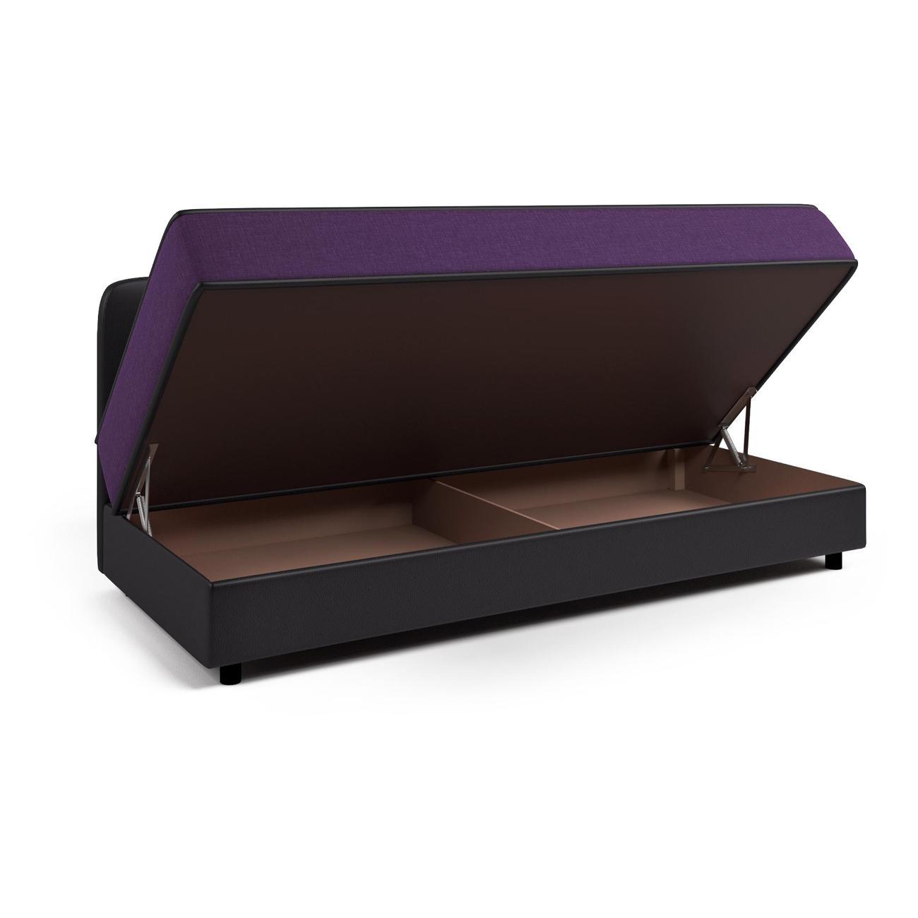 Диван Шарм-Дизайн прямой Уют рогожка фиолетовый и экокожа черный