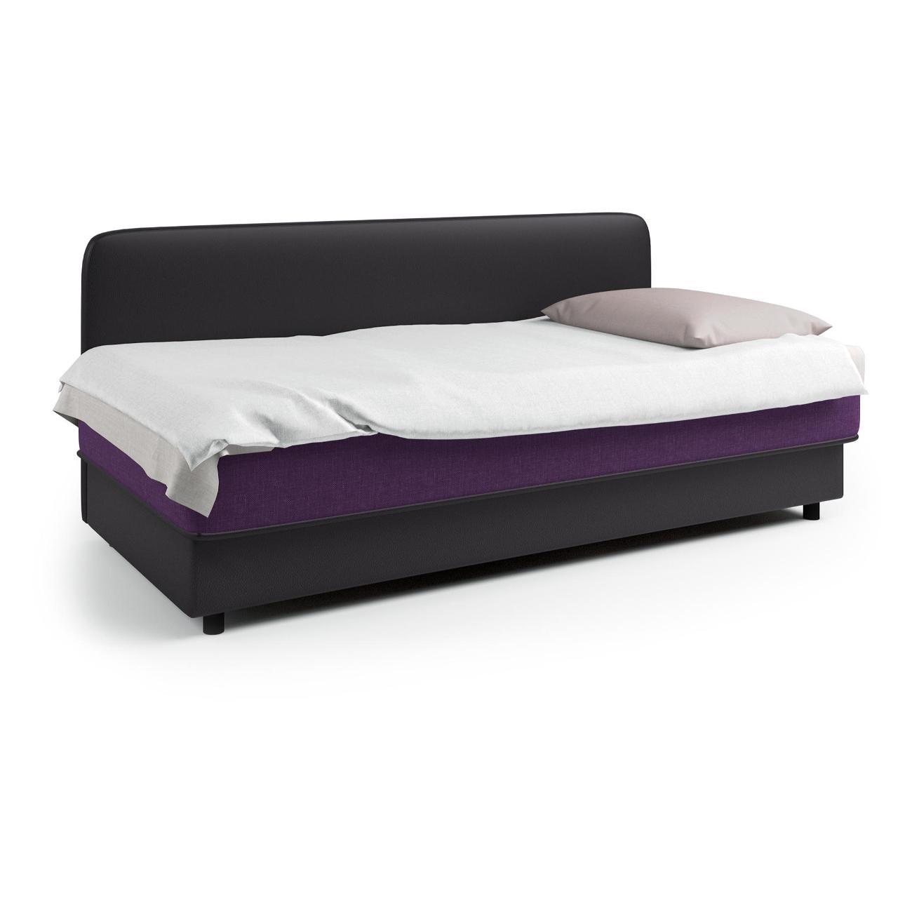 Диван Шарм-Дизайн прямой Уют рогожка фиолетовый и экокожа черный