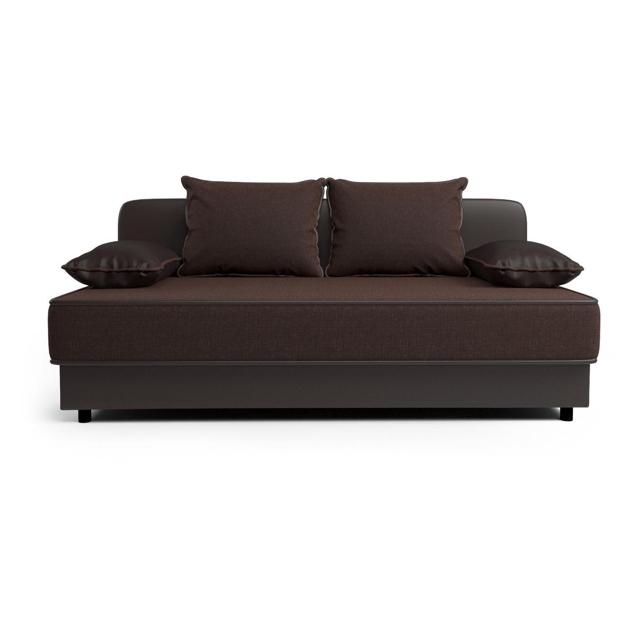 Диван Шарм-Дизайн прямой Уют рогожка шоколад и экокожа шоколад