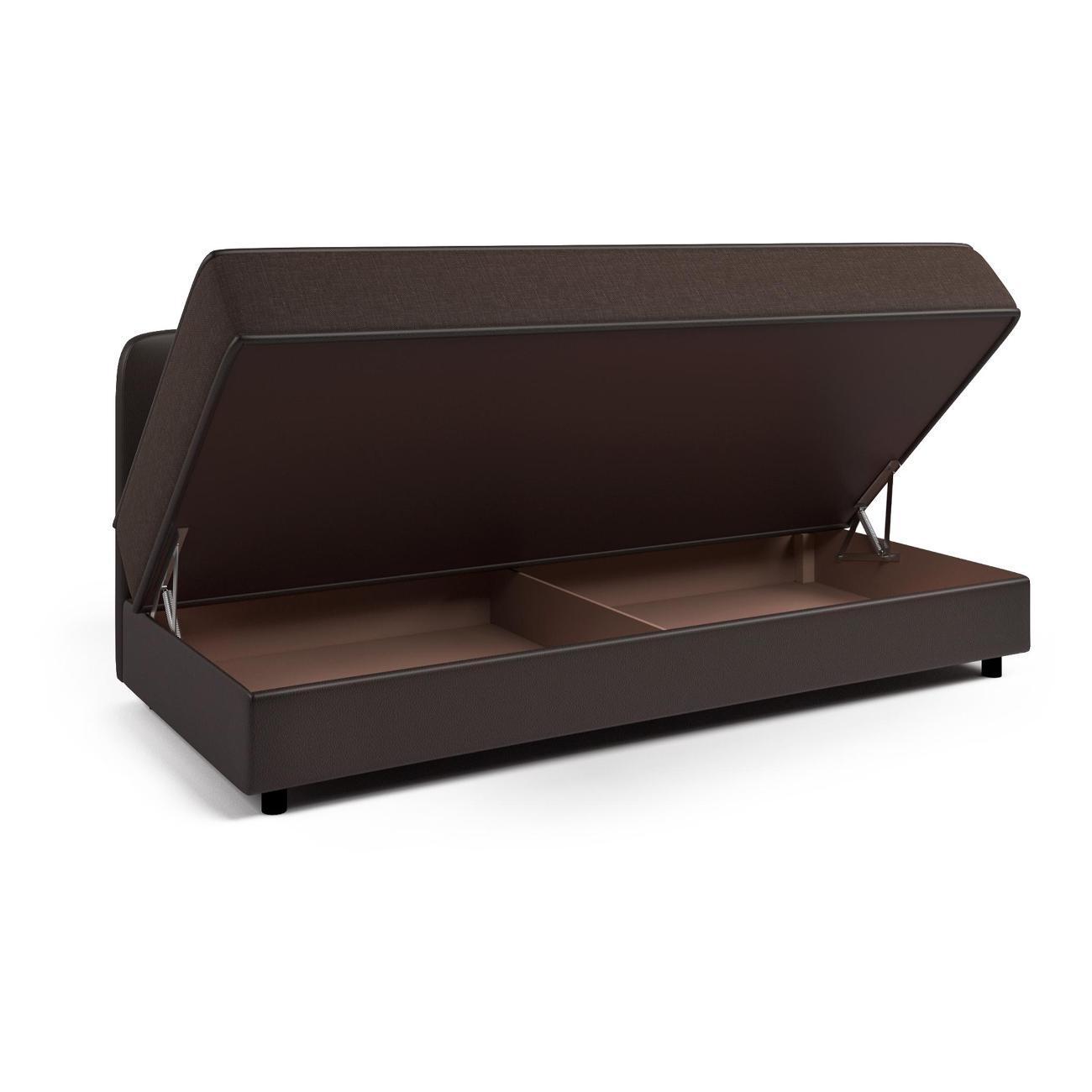 Диван Шарм-Дизайн прямой Уют рогожка шоколад и экокожа шоколад