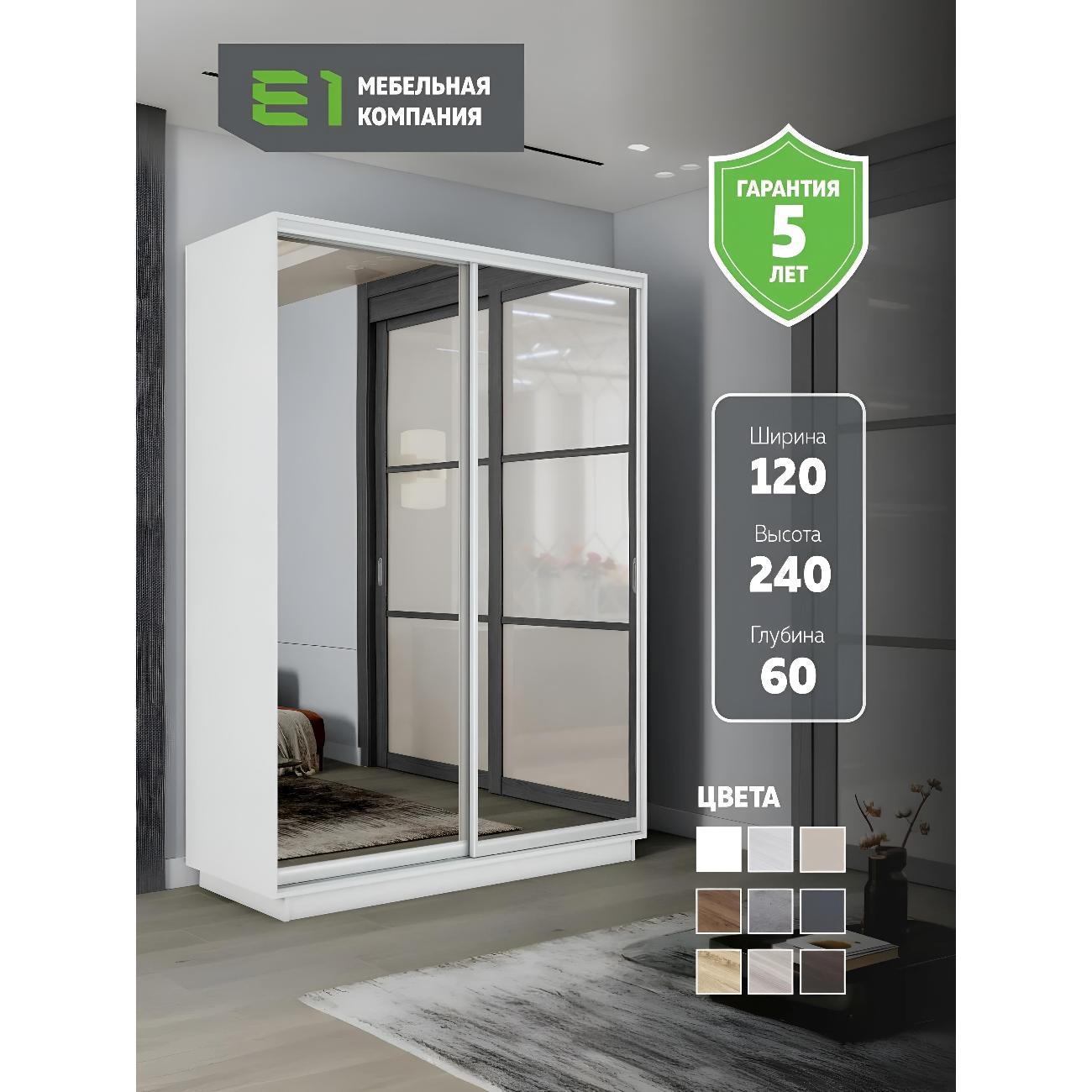 Шкаф-купе Е1 1,4 Экспресс 2-х дверный 140х240х45 с зеркалами Б