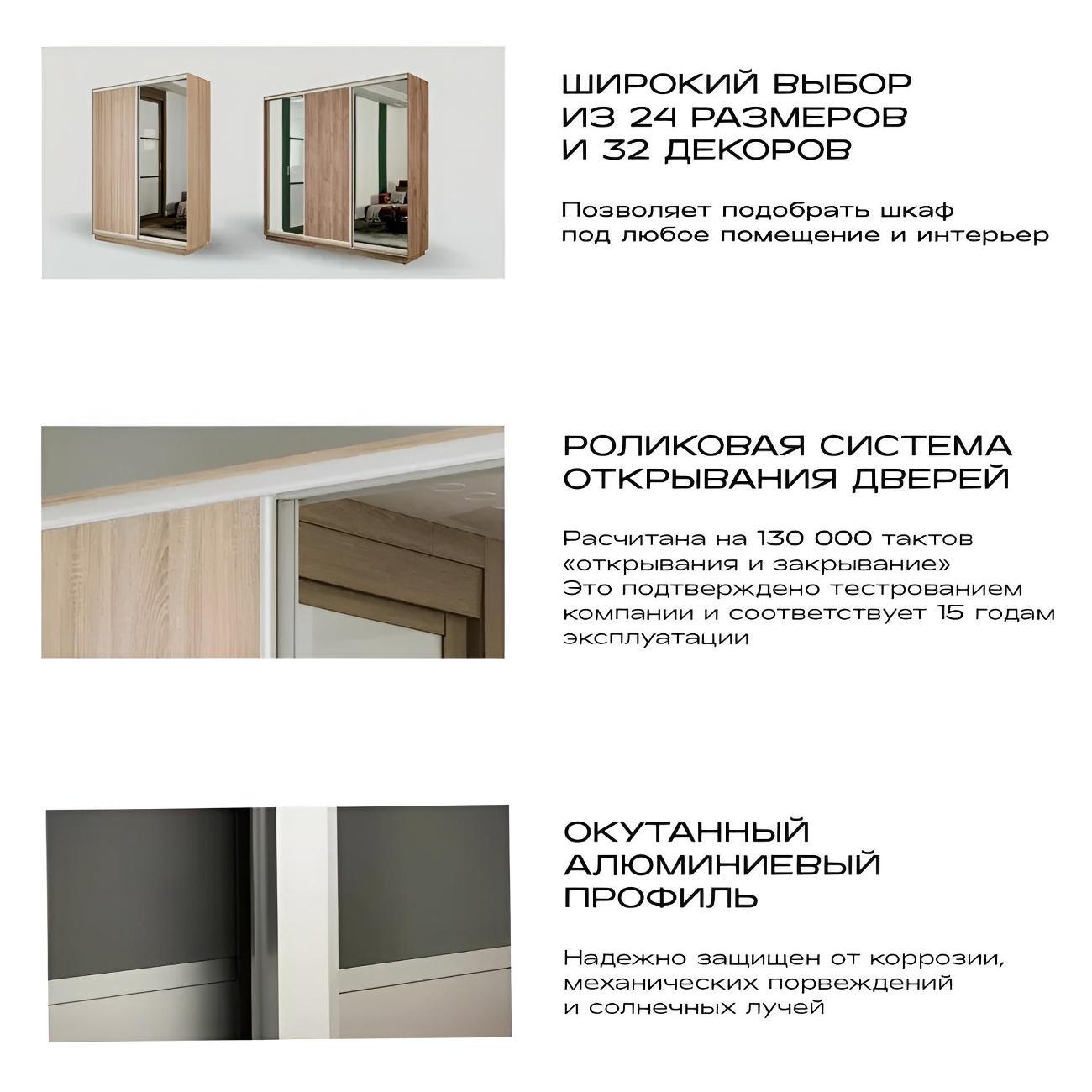 Шкаф-купе Е1 1,8 Экспресс 2-х дверный 180х240х60 с зеркалами в