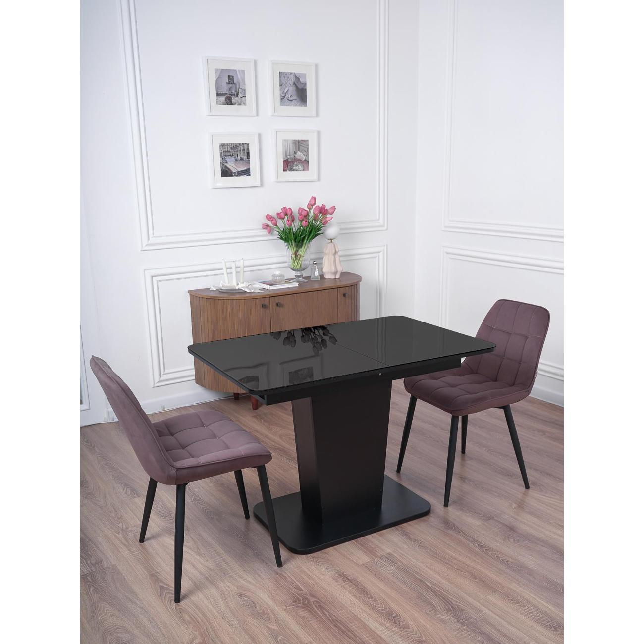 Стол обеденный Frenesie ГРАНТ 1100х700 Стекло RAL9017 черное