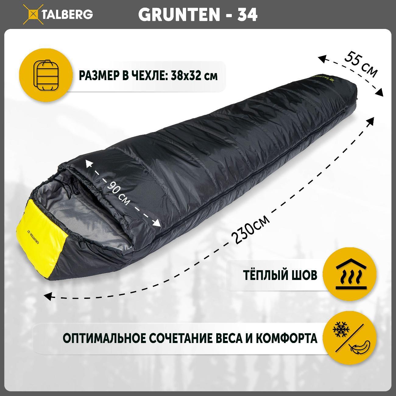 Спальный мешок Talberg GRUNTEN -34C правая молния черный