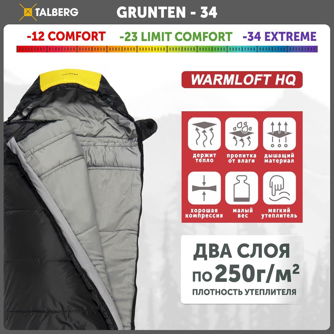 Спальный мешок Talberg GRUNTEN -34C левая молния черный