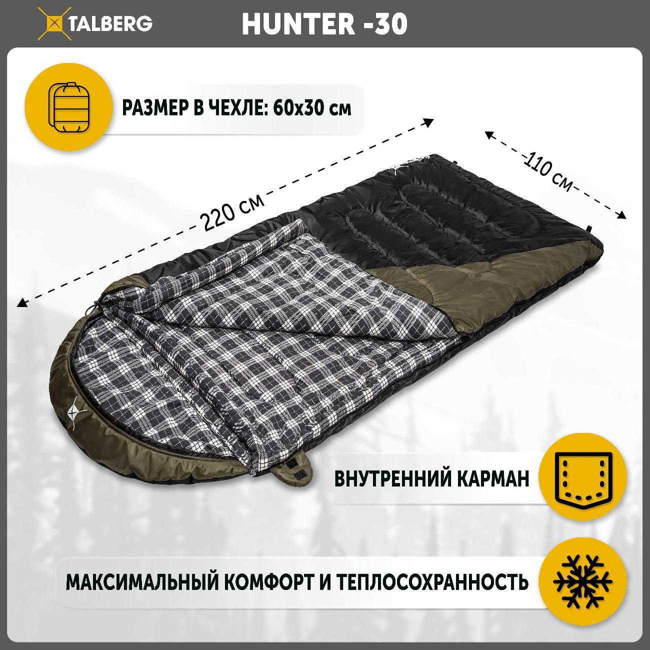 Спальный мешок Talberg HUNTER -30 С правая молния хаки
