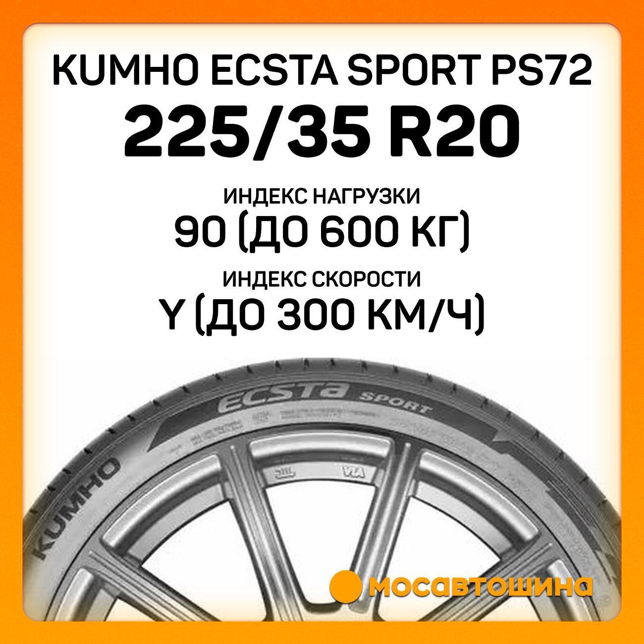 Шина автомобильная Kumho Ecsta Sport PS72 225/35 R20 90Y XL