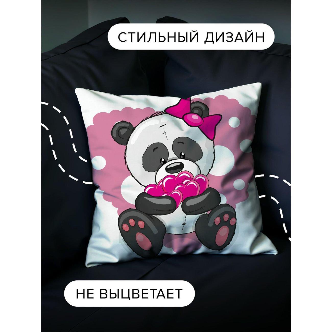 Подушка PrintyFull Милая панда с бантом держит FP405062655