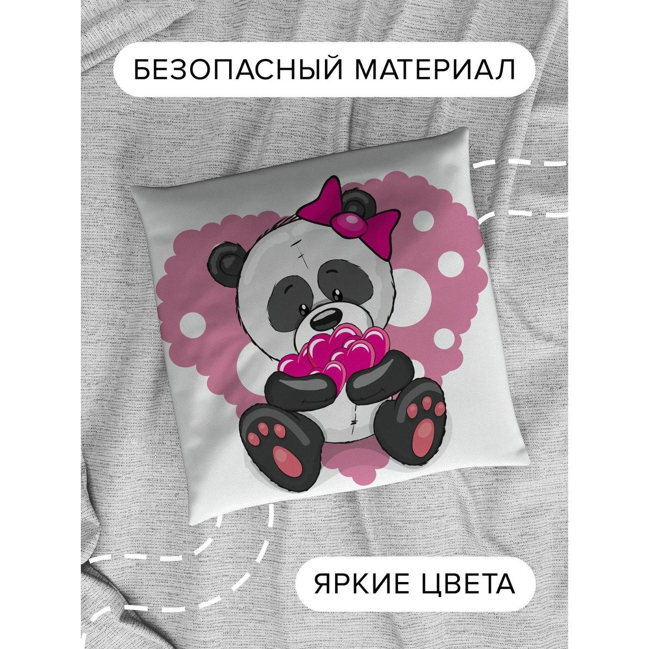 Подушка PrintyFull Милая панда с бантом держит FP405062655