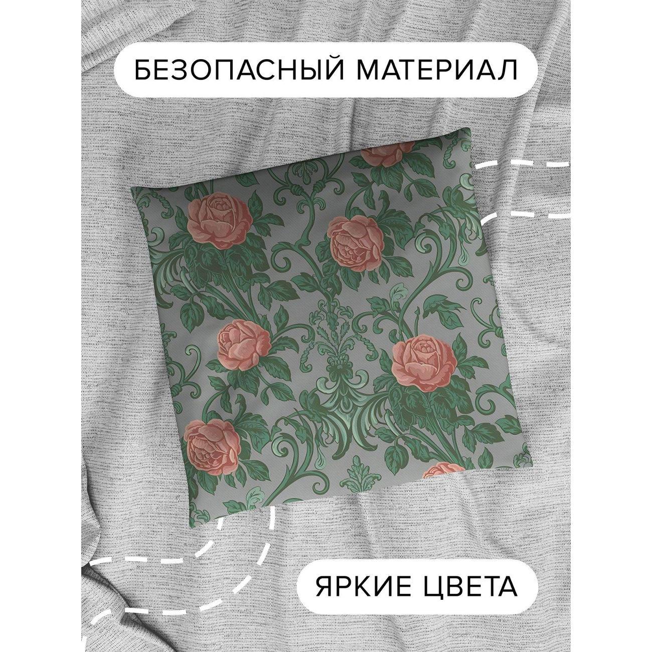 Подушка PrintyFull Розовые розы с зелеными FP405733856