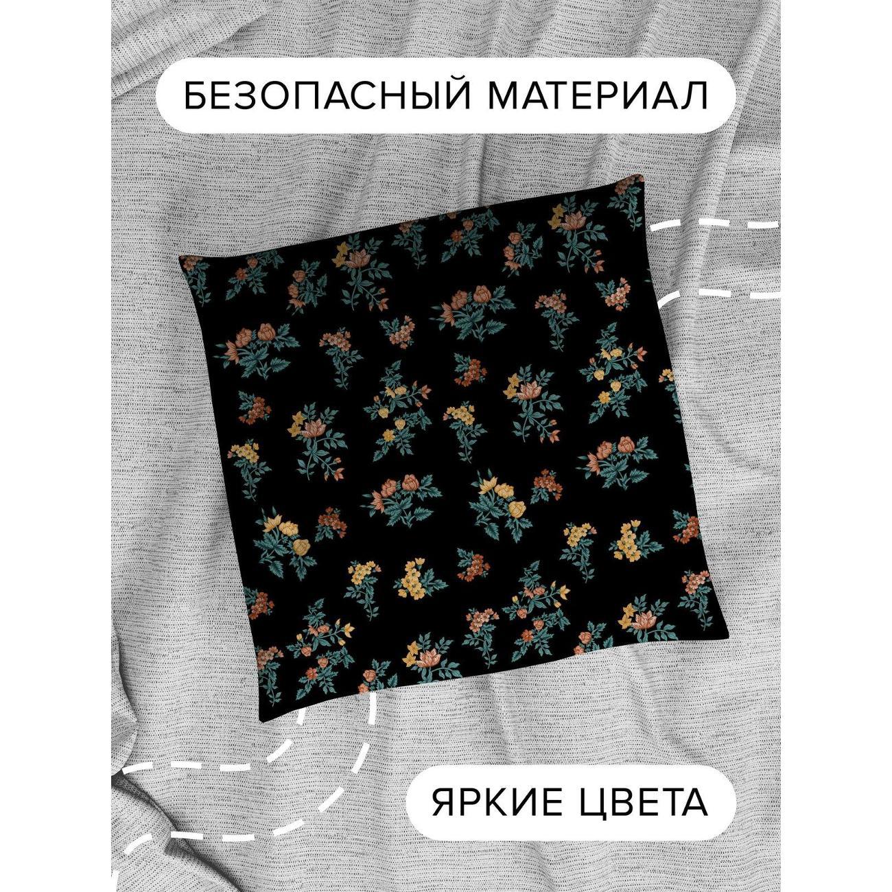 Подушка PrintyFull Цветочные букеты на черном FP405121543