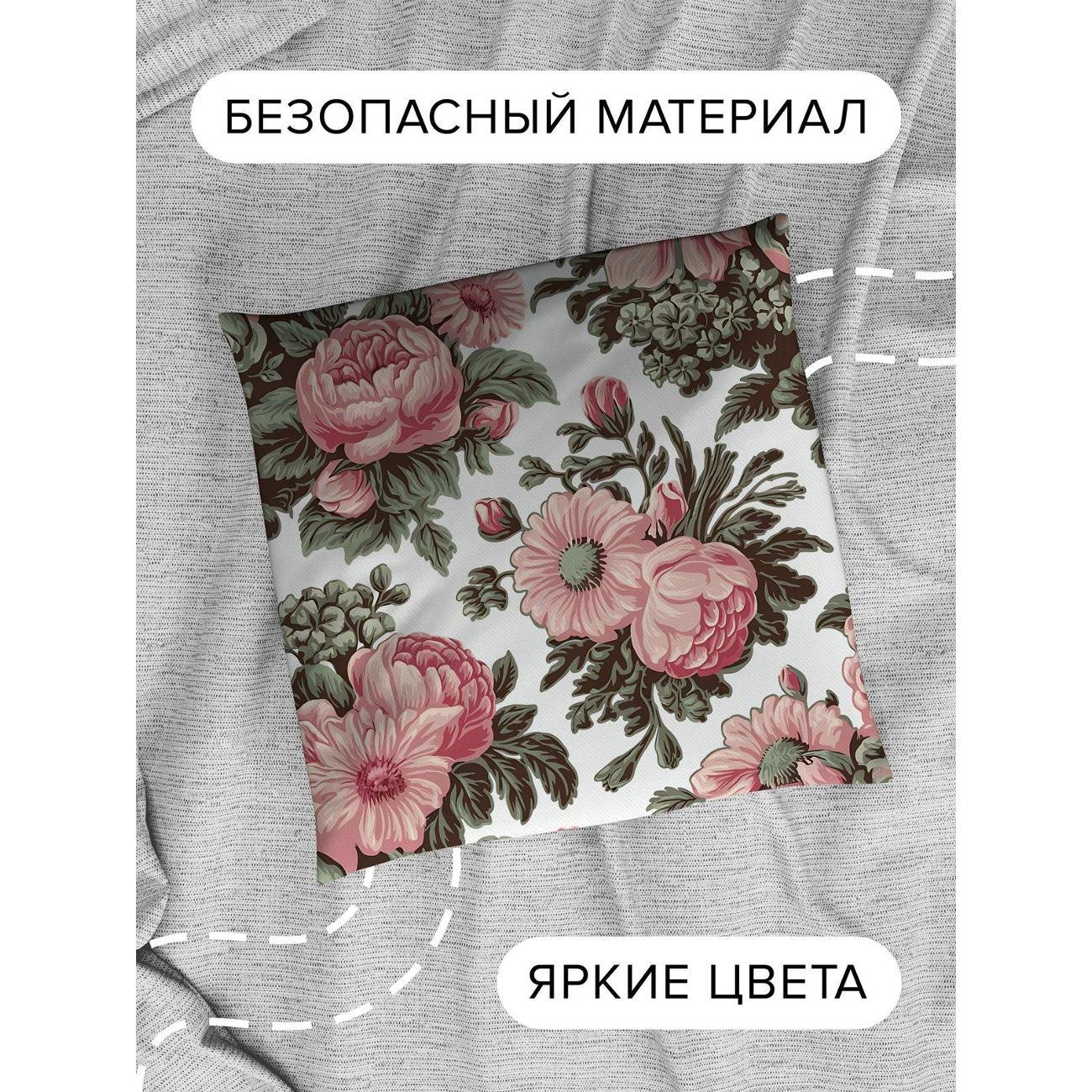 Подушка PrintyFull Розовые цветы с зелеными FP405733861