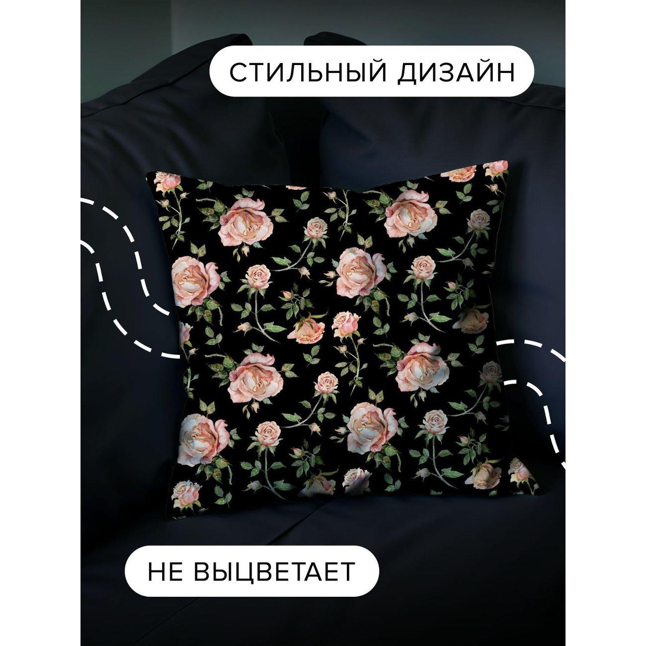 Подушка PrintyFull Розовые розы с зелеными FP405122347