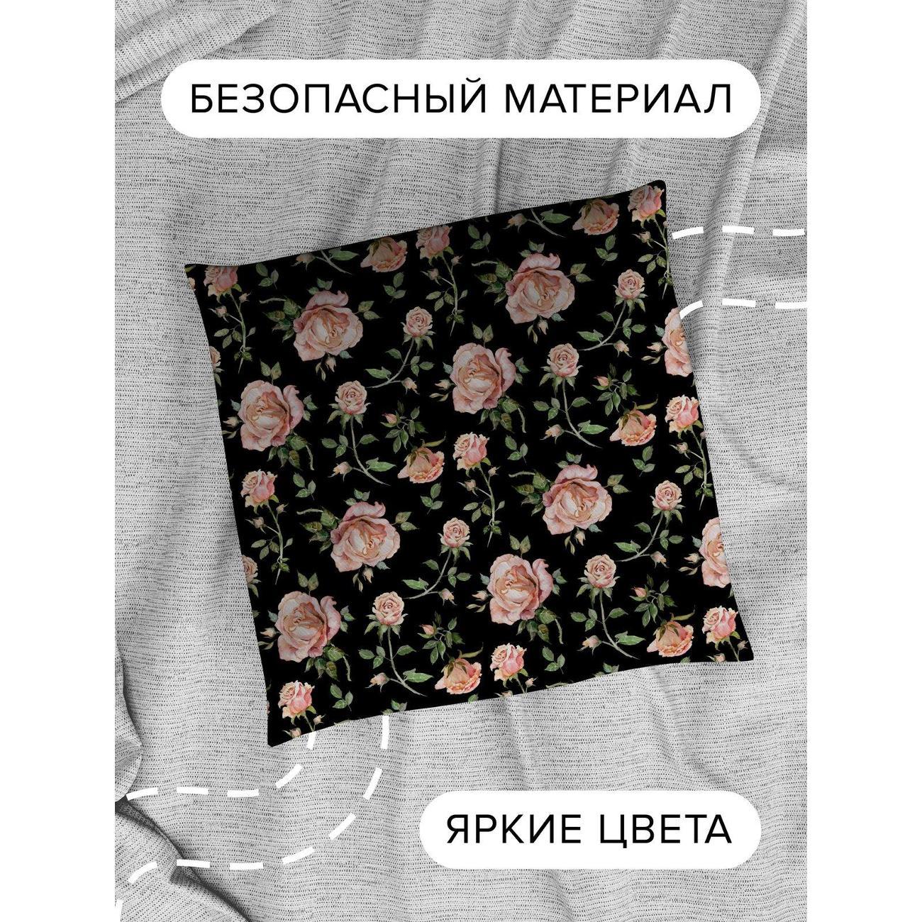 Подушка PrintyFull Розовые розы с зелеными FP405122347