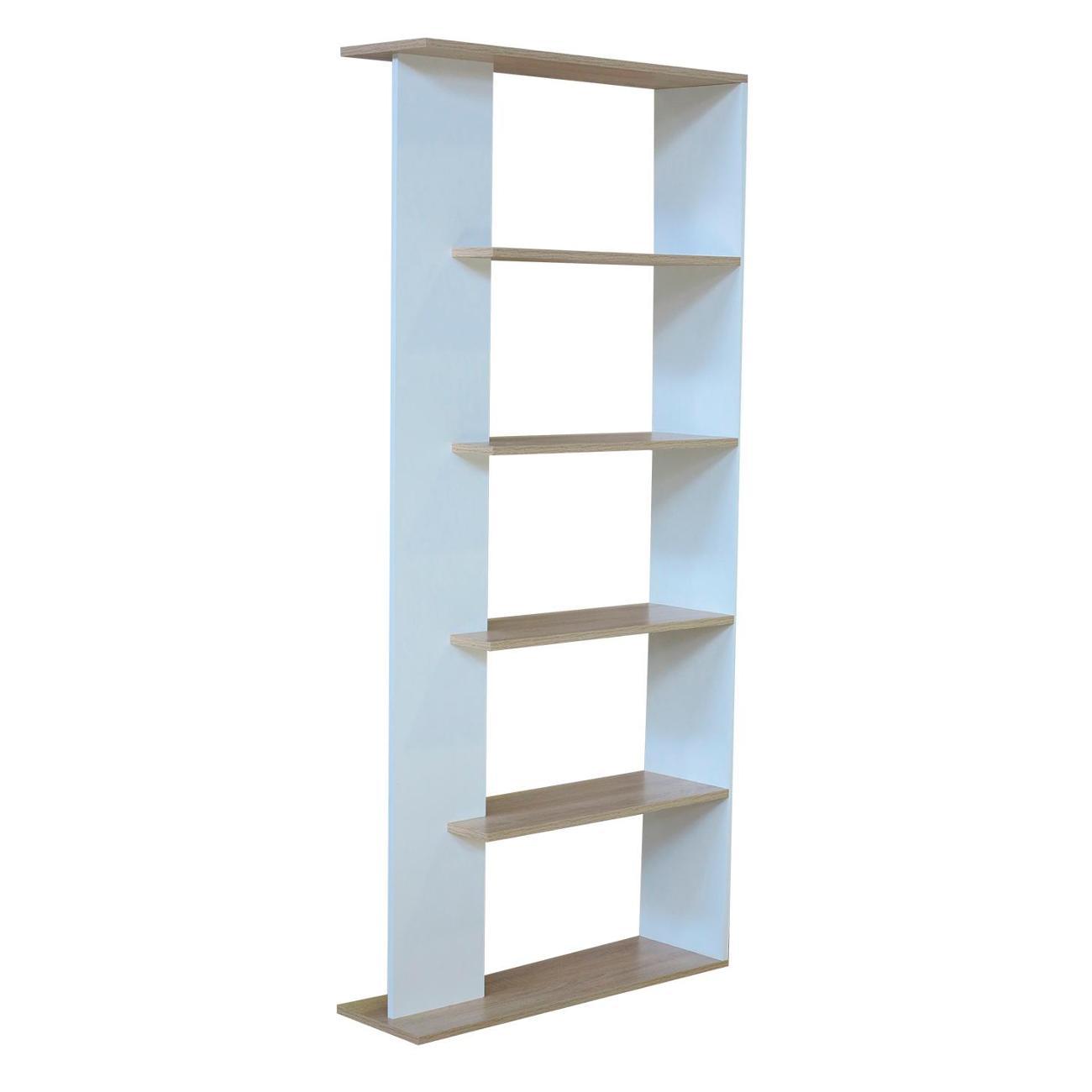 Стеллаж Шарм-Дизайн Уют торцевой 80х30х180, открытый, Белый и Дуб
