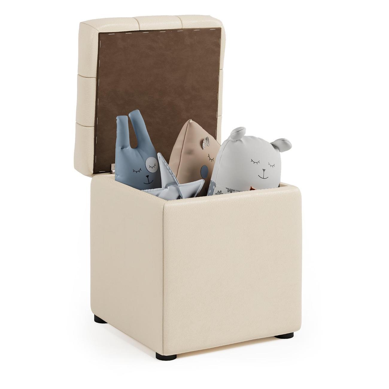 Пуф Шарм-Дизайн Квадро с ящиком бежевая экокожа