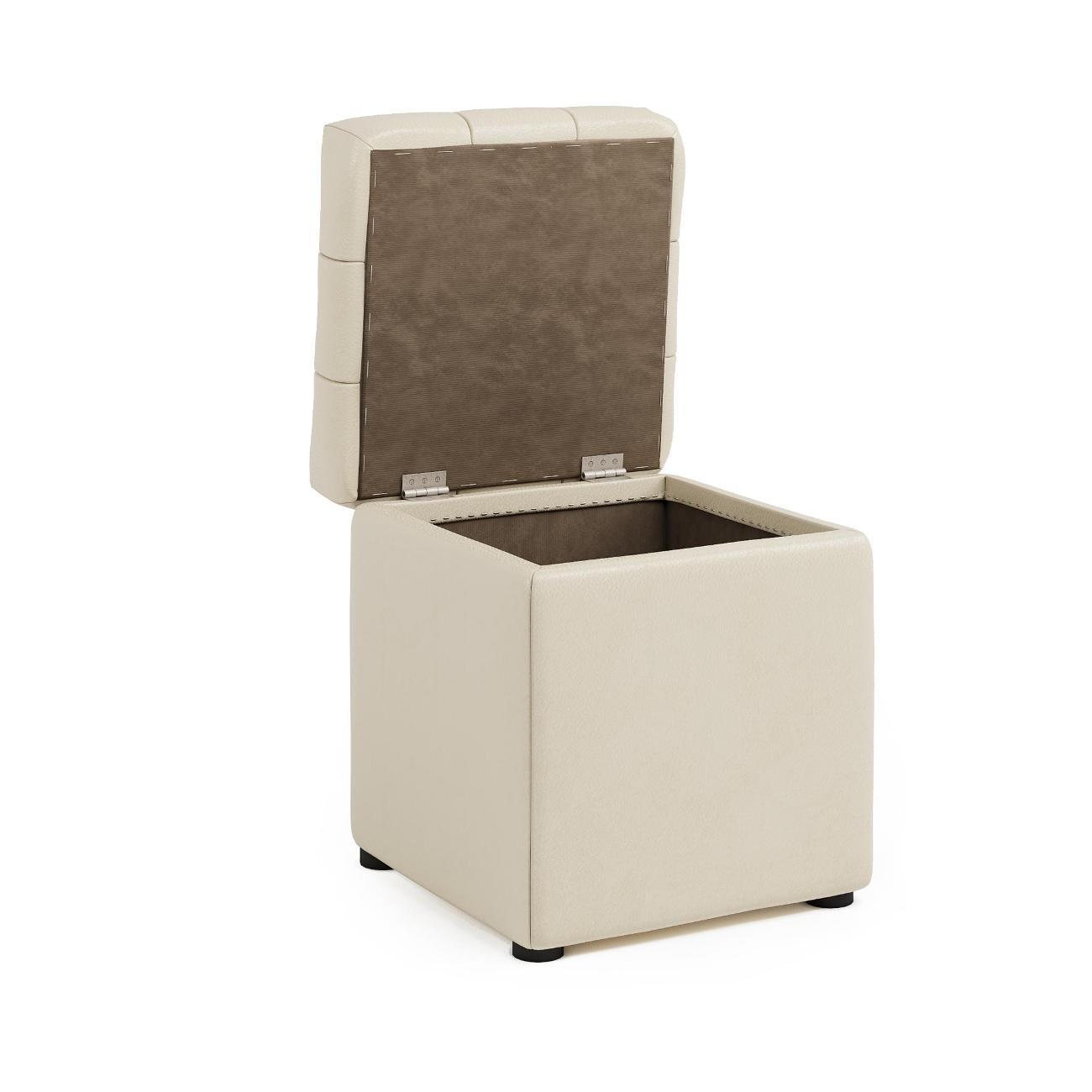 Пуф Шарм-Дизайн Квадро с ящиком бежевая экокожа